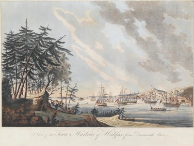 Een uitzicht op de stad en haven van Halifax vanaf Dartmouth Shore door Joseph Frederick Wallet DesBarres