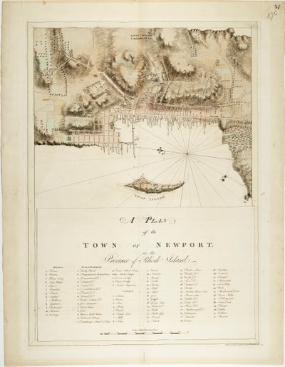 Een plan van de stad Newport in de provincie Rhode Island door Joseph Frederick Wallet DesBarres