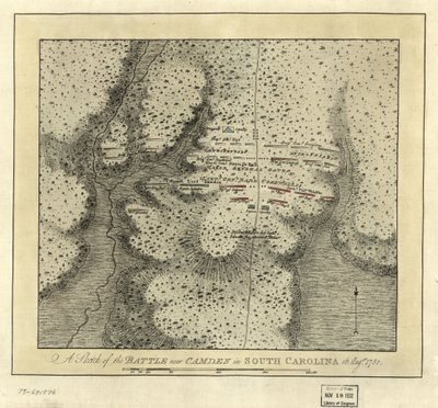 Slag bij Camden in South Carolina door Joseph Frederick Wallet DesBarres