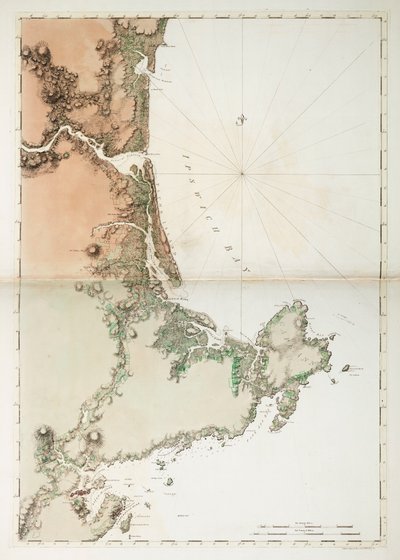 Kaart van Ipswich Bay en Cape Ann, Atlantische kust van Noord-Amerika door Joseph Frederick Wallet DesBarres
