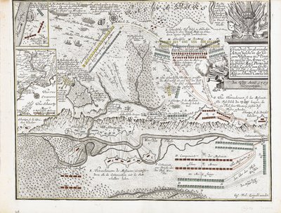 Kaart van de Slag bij Poltava op 27 juni 1709 door Joseph Friedrich Leopold