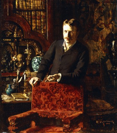 Een heer in een interieur door Joseph Gabriel Aubrun