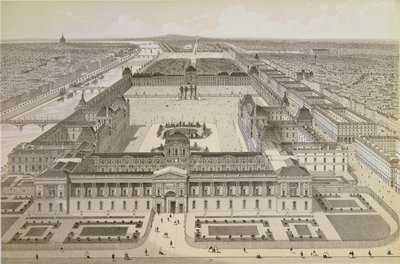 Uitzicht op het Louvre en de Tuilerieën, ca. 1850 door Joseph Gabriel Aubrun