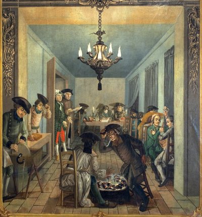 Graveerwerkplaats bij nacht door Joseph Gabriel Rossetti