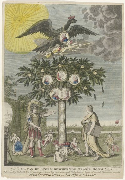 Allegorie op het herstel van stadhouder Willem V (kopie), 1787 door Joseph Gleich