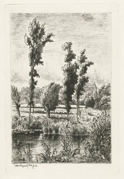 Bomen aan een sloot door Joseph Hartogensis