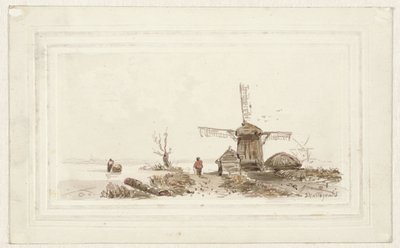 Landschap met molen door Joseph Hartogensis