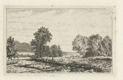 Landschap met twee figuren door Joseph Hartogensis