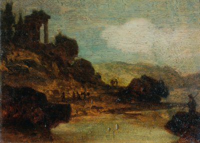 Landschap met ruïne door Joseph Hasslwander