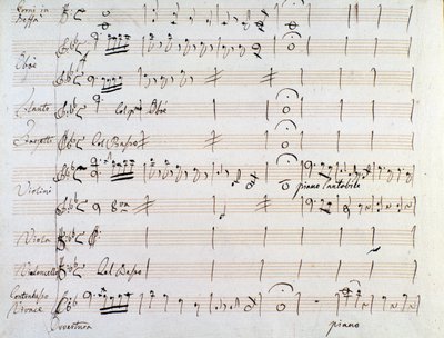 Eerste pagina van muzikale partituur van menuet in Armida door J Haydn (1784) door Joseph Haydn