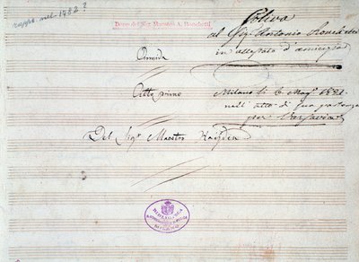 Eerste pagina van muzikale partituur van menuet in Armida door J Haydn (1821) door Joseph Haydn