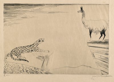 Jaguar en lama door Joseph Hecht