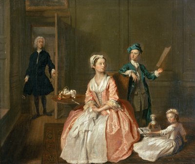 Gesprekstuk, waarschijnlijk van de familie van de kunstenaar, ca. 1732-5 door Joseph Highmore