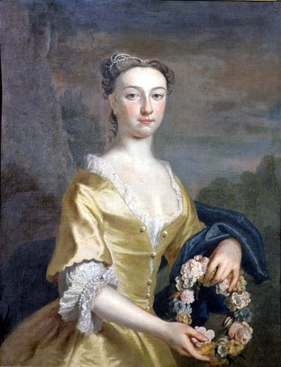 Portret van een Dame met een Bloemenkrans door Joseph Highmore