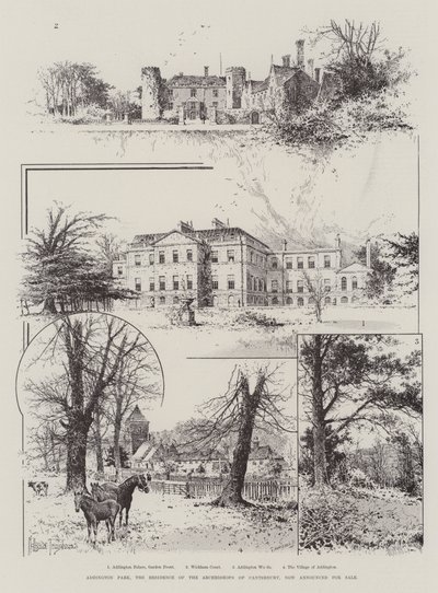 Addington Park, de residentie van de aartsbisschoppen van Canterbury, nu aangekondigd voor verkoop door Joseph Holland Tringham
