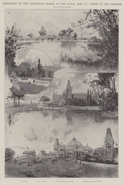 Inwijding van het Alexandra Palace voor het publiek, 18 mei, scènes in de tuinen door Joseph Holland Tringham