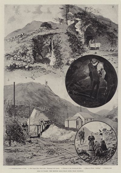 Goud in Wales, de Britse Goudmijn, nabij Dolgelly door Joseph Holland Tringham