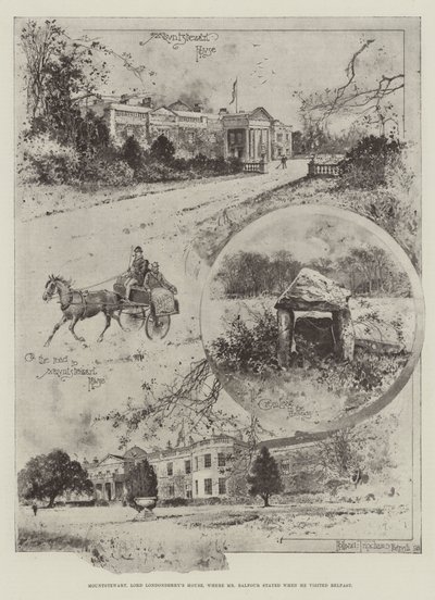 Mountstewart, Huis van Lord Londonderry, waar Mr Balfour verbleef tijdens zijn bezoek aan Belfast door Joseph Holland Tringham