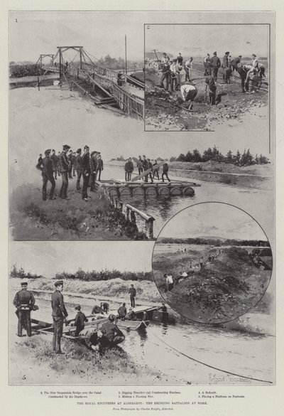De Koninklijke Ingenieurs in Aldershot, het Bruggen Bataljon aan het Werk door Joseph Holland Tringham
