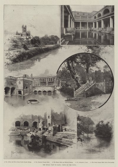 Het Koninklijk Bezoek aan Bath, Uitzichten van de Stad door Joseph Holland Tringham