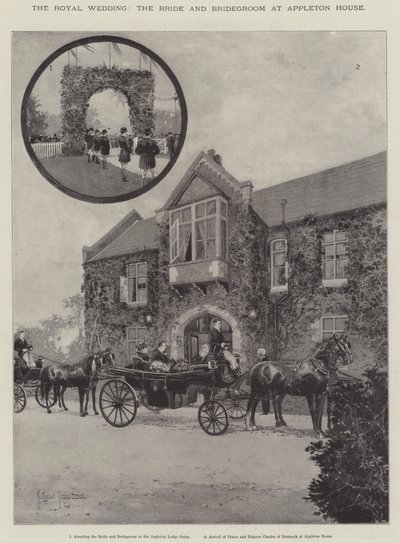 Het koninklijk huwelijk, de bruid en bruidegom bij Appleton House door Joseph Holland Tringham