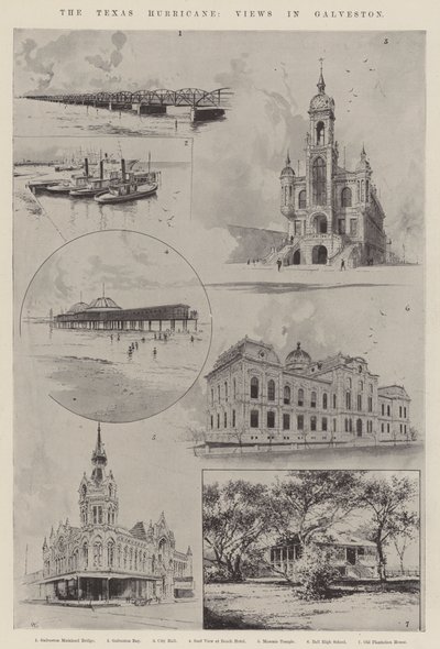 De orkaan in Texas, uitzichten in Galveston door Joseph Holland Tringham