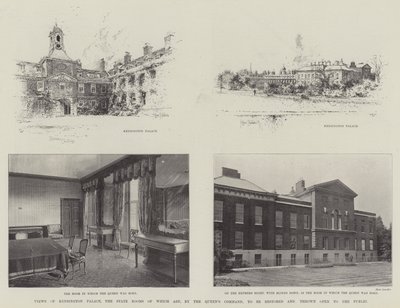 Zichten op Kensington Palace, de staatskamers die, op bevel van de koningin, worden gerestaureerd en opengesteld voor het publiek door Joseph Holland Tringham