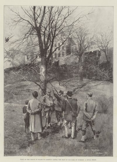 Bezoek van de Prins van Wales aan Lambton Castle, het Landgoed van de Graaf van Durham, een Koninklijke Jacht door Joseph Holland Tringham