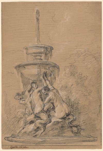 Een Fontein met Drie Nereïden door Joseph Ignace François Parrocel