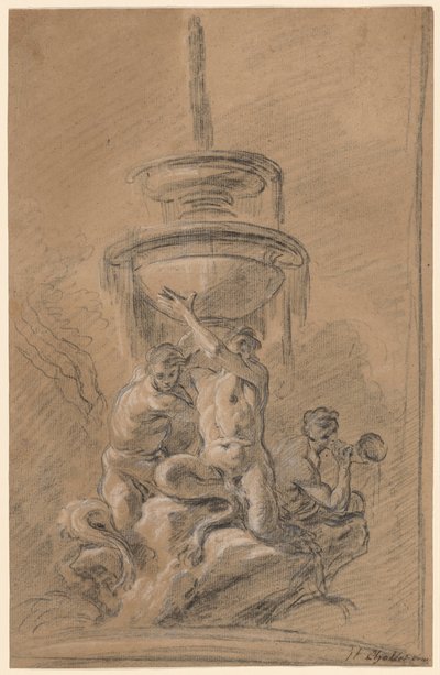Een Fontein met Drie Tritons door Joseph Ignace François Parrocel