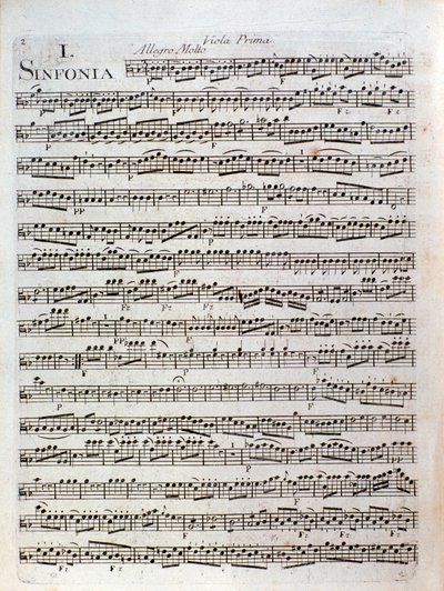 Pagina van de partituur van Symfonie in ut majeur door Pleyel door Joseph Ignace Pleyel