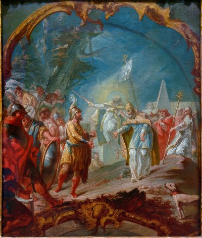 Attila voor paus Leo I door Joseph Ignaz Appiani