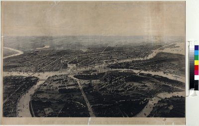 Panorama van Sint-Petersburg en de omgeving vanuit vogelperspectief door Joseph Jossifovich Charlemagne