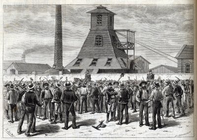 Staking in de Anzin-mijnen (Pas-de-Calais) in 1884 - Greves aux mines d
