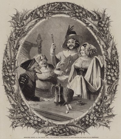 Kerstsporten in de oude tijd, de dienarenhal door Joseph Kenny Meadows