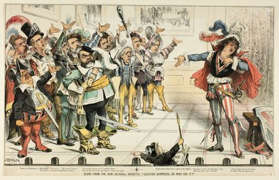 Scène uit de Nieuwe Nationale Operette, uit Puck door Joseph Keppler
