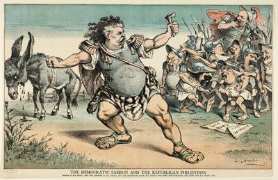 De Democratische Simson en de Republikeinse Filistijnen, van Puck door Joseph Keppler