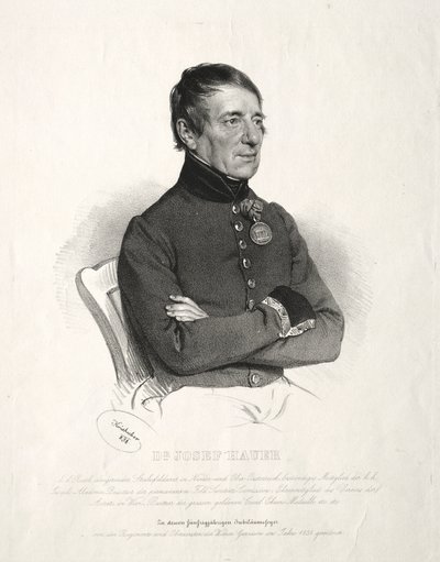 Portret van Dr. Jospeh Hauer door Joseph Kriehuber