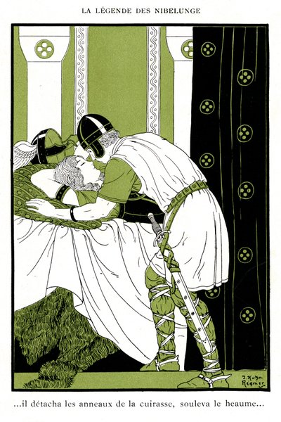 Legende van de Nibelungen: Siegfried omhelst de Walkure Brunhilde door Joseph Kuhn Regnier