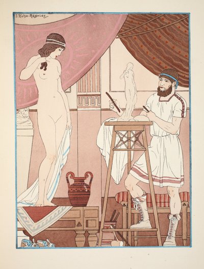 Beeldhouwen van een standbeeld, illustratie uit 