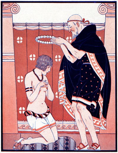 Drie Vrouwelijke Prijzen - Prijs voor Deugd - illustratie uit la Vie Parisienne, 1929 door Joseph Kuhn Regnier