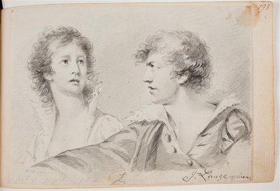 Portret van een vrouw en een man (Ophelia en zelfportret als Hamlet?) door Joseph Lange