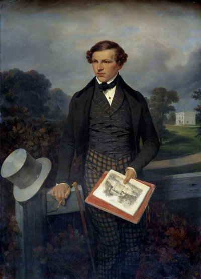 Portret van Gustave de Maupassant, vader van de schrijver. Schilderij door Joseph Louis Hippolyte Bellange (1800-1866) door Joseph Louis Hippolyte Bellange