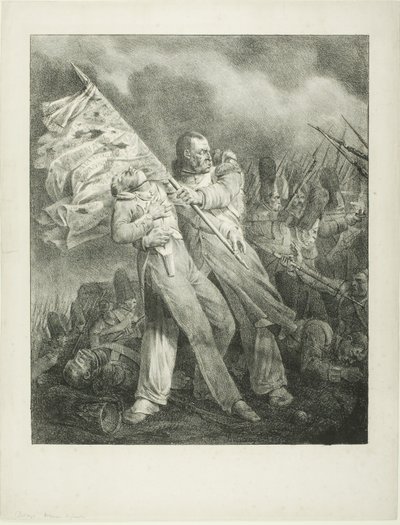 De gewonde vaandeldrager door Joseph Louis Hippolyte Bellange