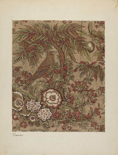 Gedrukt Katoenen Chintz, c. 1940 door Joseph Lubrano