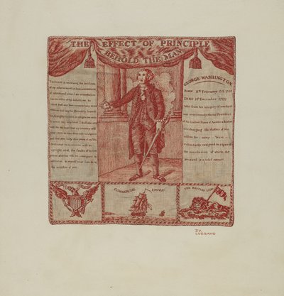 Gedrukt textiel van George Washington door Joseph Lubrano