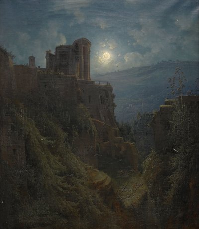 Zweeds: Italiaanse ruïnes in maanlicht door Joseph Magnus Stäck