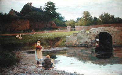 Spelen bij de oude brug door Joseph Malachy Kavanagh