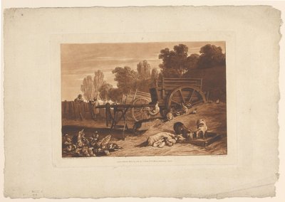 Boerenhof met haan, kippen en varkens door Joseph Mallord William Turner