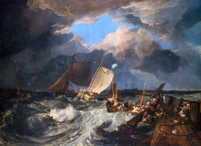 Calais Pier met Franse Poissards die zich voorbereiden op zee: een Engels pakket arriveert, 1803 door Joseph Mallord William Turner
